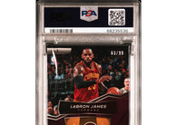 2016 Spectra Triple Threat Materials LeBron James #1  #'d 63/99 Neon Blue PSA 8