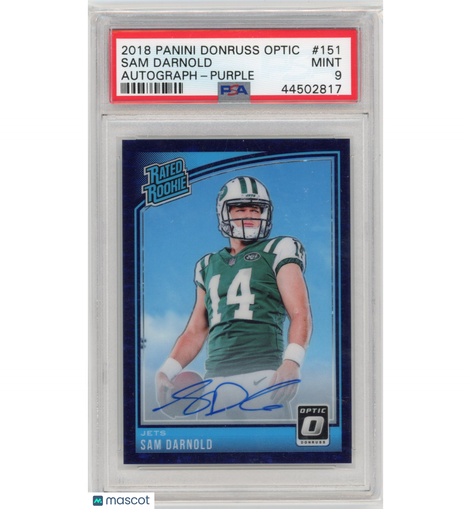 2018 Panini Donruss Optic Sam Darnold #151 Autograph-Purple #'d 36/50 PSA 9!