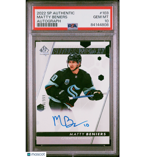 2022 SP Authentic Matty Beniers #103 Autograph PSA 10