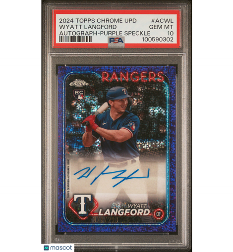 2024 Topps Chrome Upd Wyatt Langford Autograph-Purple Speckle #'d /299 PSA 10!