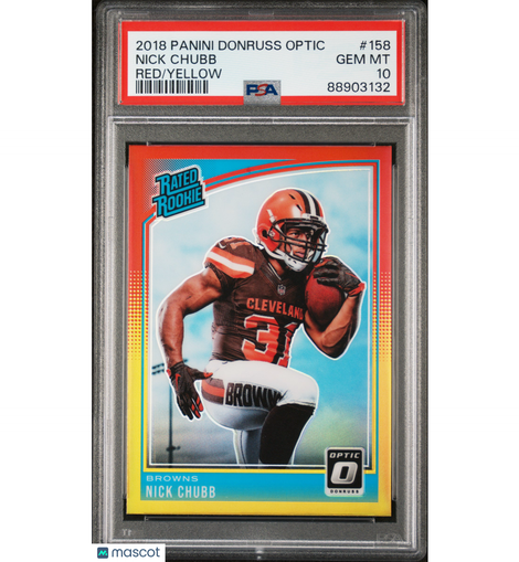 2018 Panini Donruss Optic Nick Chubb #158 Red/Yellow PSA 10 Browns!