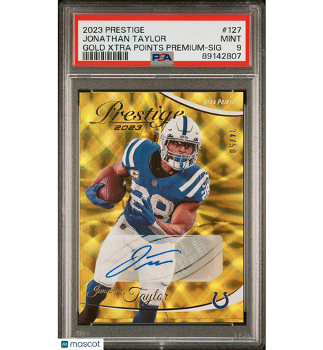 2023 Prestige Jonathan Taylor #127 Gold Xtra Points Premium Sig #'d 34/50 PSA 9