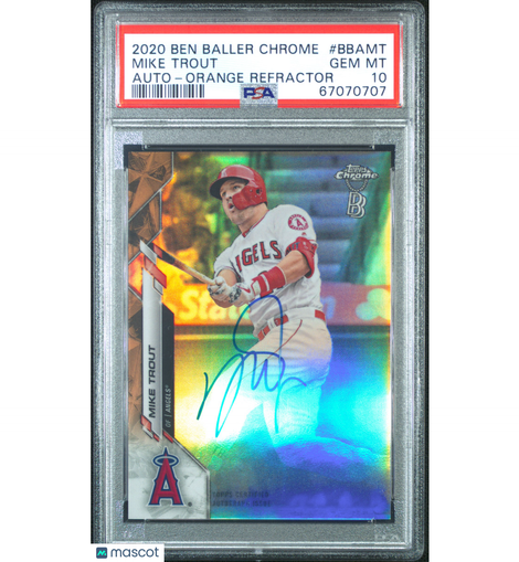 2020 Ben Baller Chrome Autographs Mike Trout #BBAMT Orange Refractor PSA 10