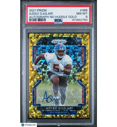 2021 Prizm Azeez Ojulari #386 Autograph No Huddle Gold #'d /10 PSA 8 NY Giants!