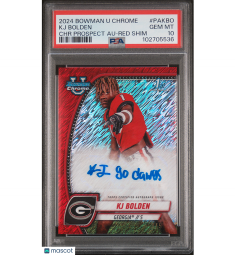 2024 Bowman University Chrome KJ Bolden Chr Pros Au-Red Shimmer #'d 1/5 PSA 10!