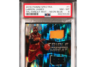 2016 Spectra Triple Threat Materials LeBron James #1  #'d 63/99 Neon Blue PSA 8